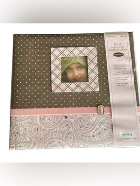 Paper Studio 12 x 12 Scrapbook Album Pink and Brown Photo CoCo Window NEW
